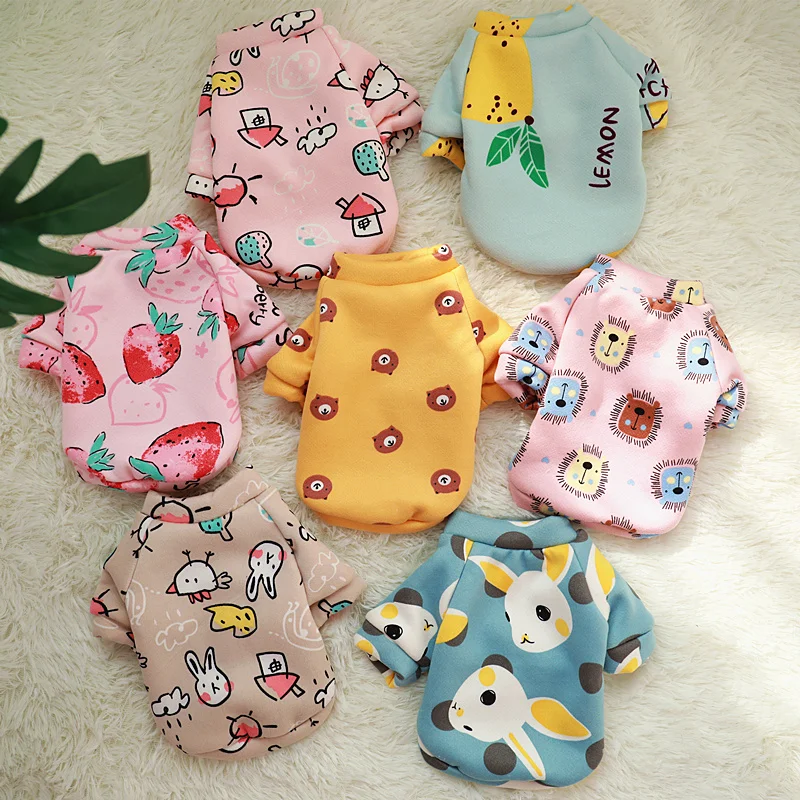 С милым принтом Толстовка для маленькой собаки куртка с лисьим мехом Зимние