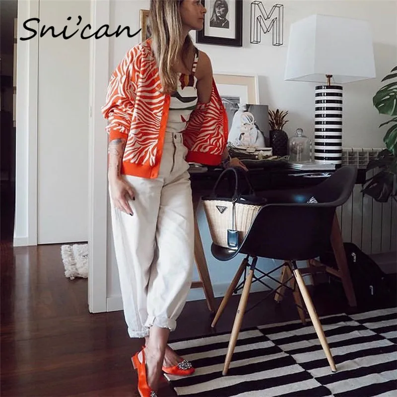 Вязаный Укороченный кардиган с зеброй оранжевый полосатый свитер kardigany za 2020