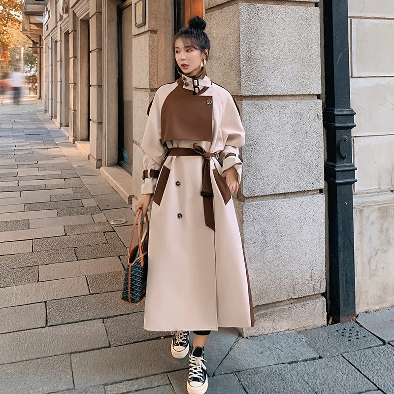 Женская куртка новинка 2022 Длинный свободный тренчкот большого размера с