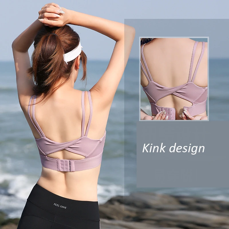 

L-4XL Plus Size Shockproof Sport Bras Women Fitness Push Up Padded Running Brassiers Gym Workout Beauty Back Yoga Tank Tops Bras