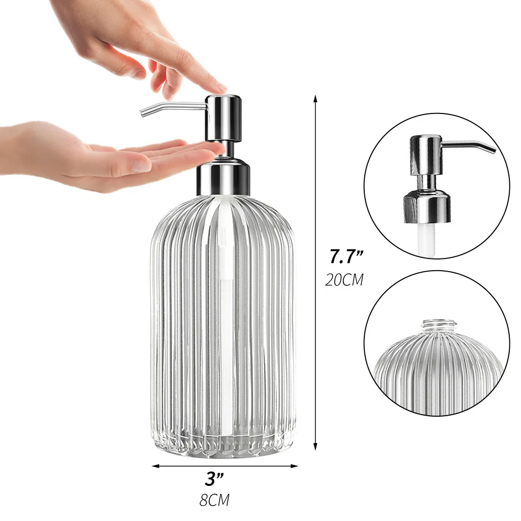 

Soap dispenser large 500ml manual soap dispenser clear glass hand sanitizer bottle container press empty bottle bathroom