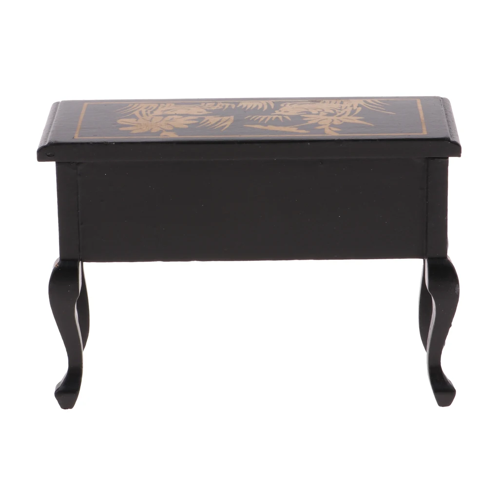 

1/12 Vintage Dollhouse Furniture Features Flowers Patterns Wooden Table Desk