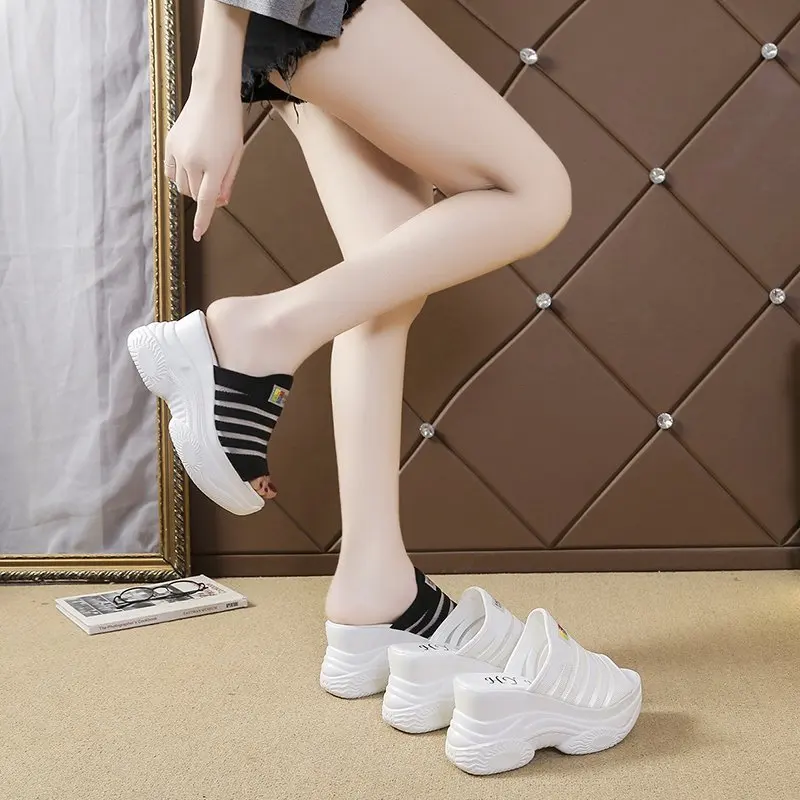 

Shoes Woman 2021 On A Wedge Slippers For Swimming Pool Platform Luxury Slides Pantofle Heeled Mules Beach Soft Designer New