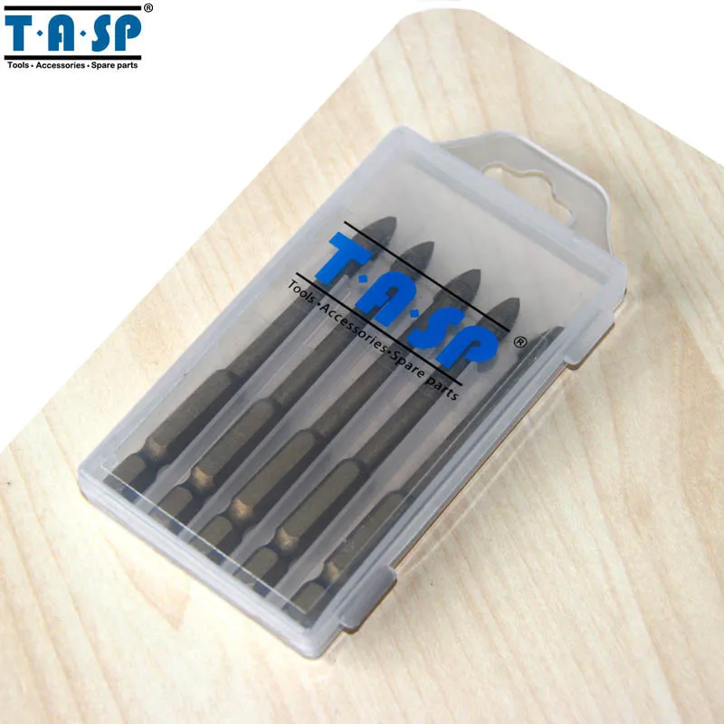 TASP, 5 шт., 6 мм, Керамический Резак для плитки, набор сверл для стекла с титановым покрытием, 1/4 дюйма, шестигранный хвостовик, аксессуары для электроинструментов