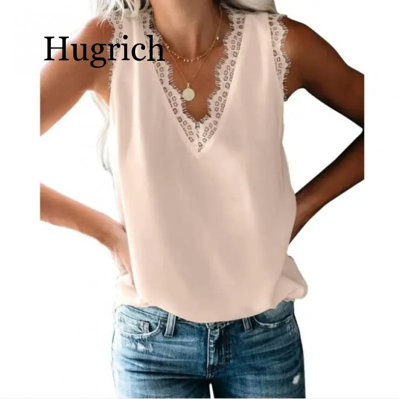 Женская кружевная майка с V-образным вырезом Белый/Абрикосовый/белый топ