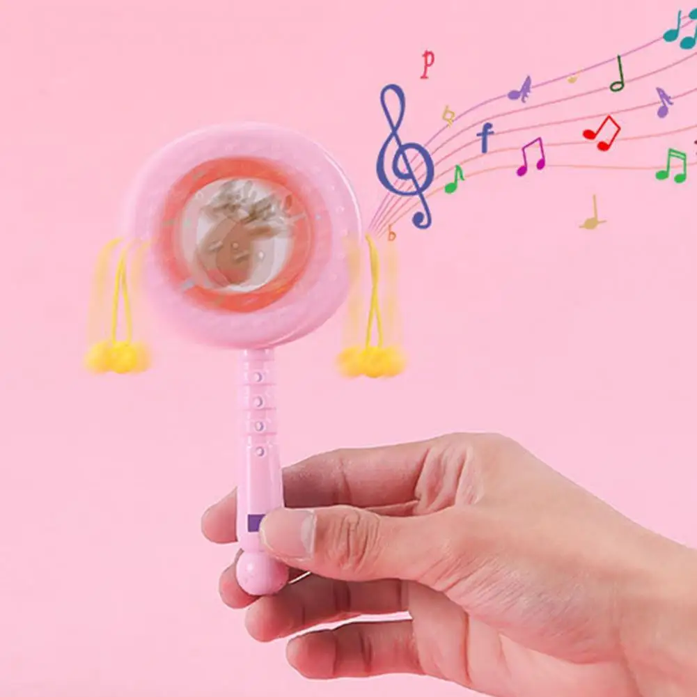 

2Pcs Drum-Shaped Rattle Attractive Beads Design Plastic Girls Boys Spin Toy for Kids