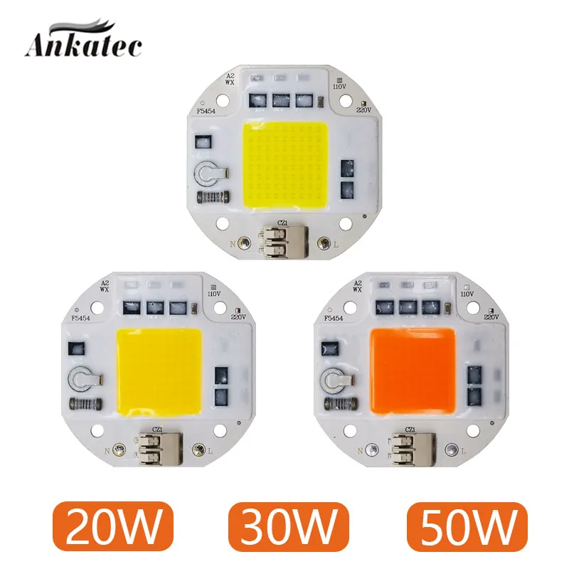 AC110V 220V без сварки светодиодный COB Чип 20 Вт 30 50 полный спектр роста растений