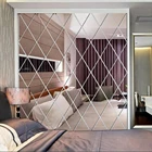 Алмазная Зеркальная Наклейка на стену, домашний декор, 3D самоклеящаяся наклейка для гостиной, спальни, акриловая наклейка, художественное зеркало, Настенная пленка, плитка