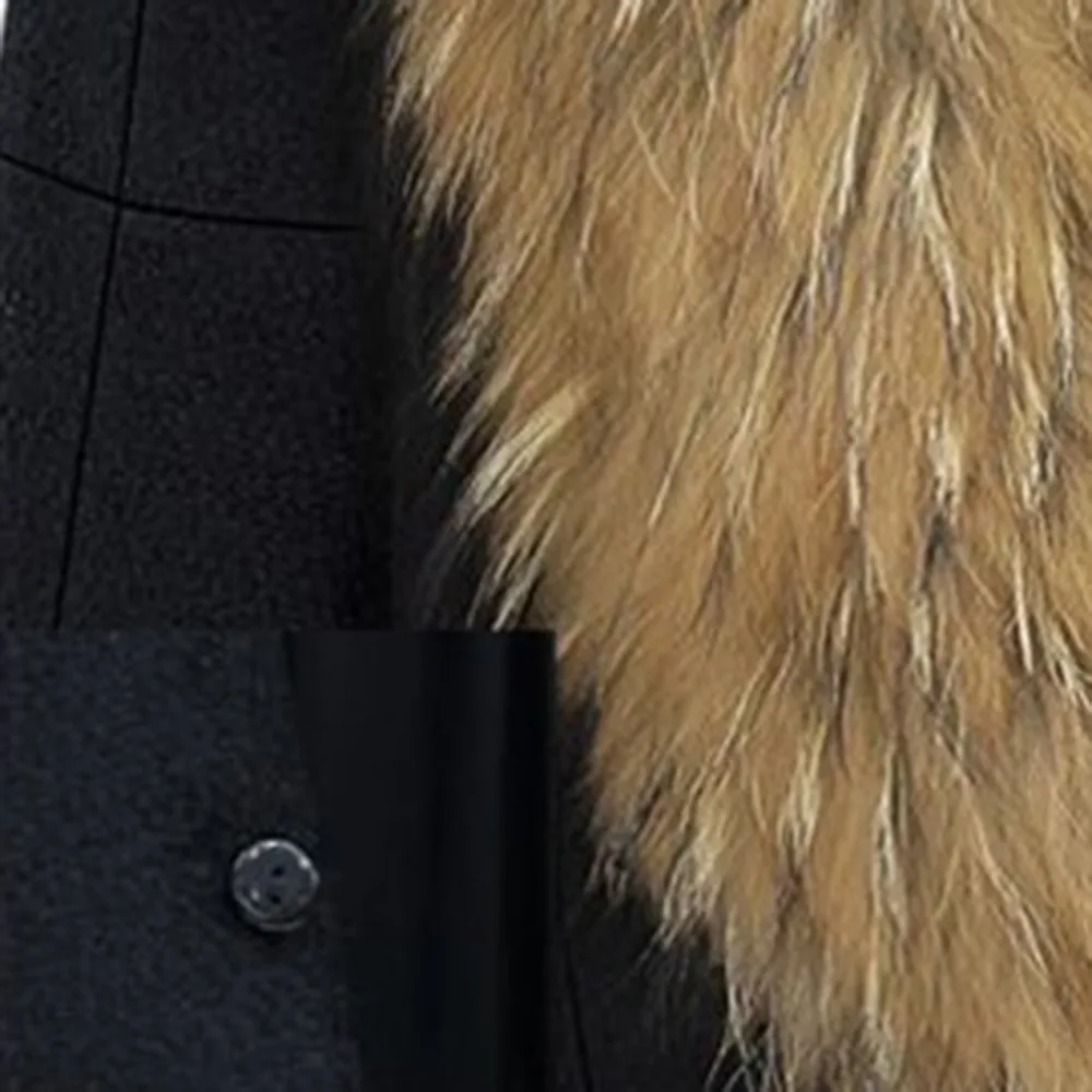 Искусственный меховой воротник шерстяной пальто для женщин плюс размер 5XL зимнее