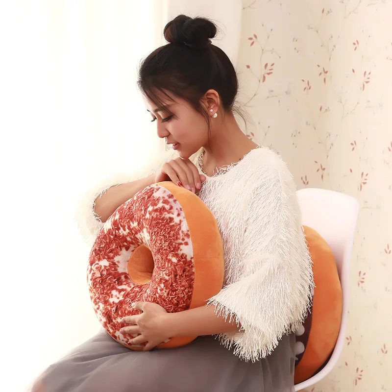 

Cute 3D Doughnut Chocolate Pillow Simulation Plush PP Cotton Toy Office Lunch Break Waist Pillow Cushion Sleeping Pillow Gifts