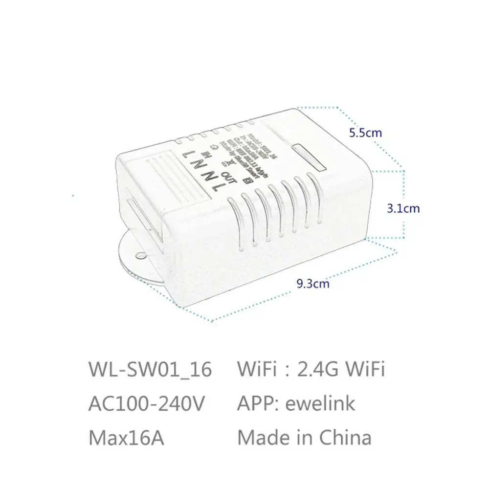 Беспроводной переключатель SW1_16W SW1_10W с Wi-Fi для дистанционного управления модулем автоматизации Ewelink для IPhone, Android, смартфона 10A 16A от AliExpress WW