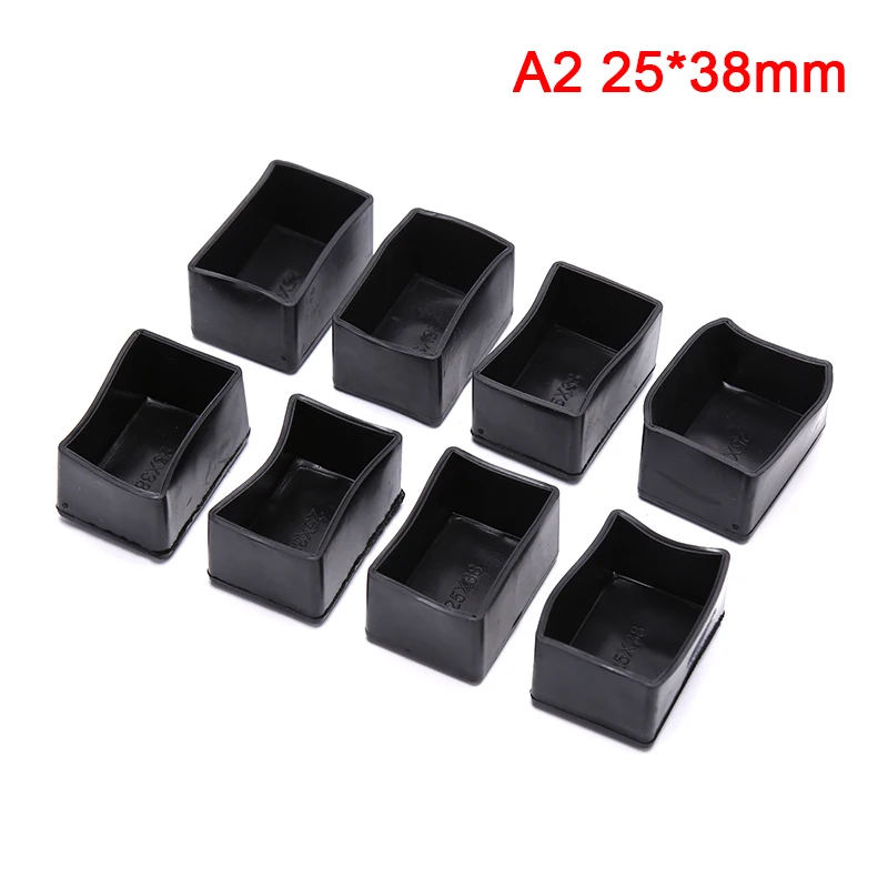 

8 Pcs Durable Rectangle Silicone Chair Leg Caps Non-slip Table Foot Cover Socks Protector Protecting Furniture Floor Cover 7Size