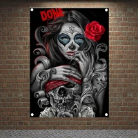 rose tattoo girl posters tapestry hd wallpapers home decor skull tattoo art banners flag wall hanging ornaments canvas painting