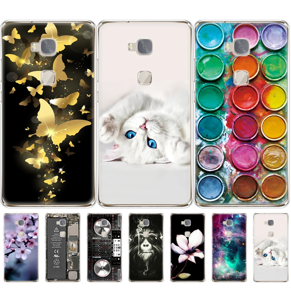 Чехол для huawei honor 5X мягкий силиконовый чехол из ТПУ телефона 360 полная защита