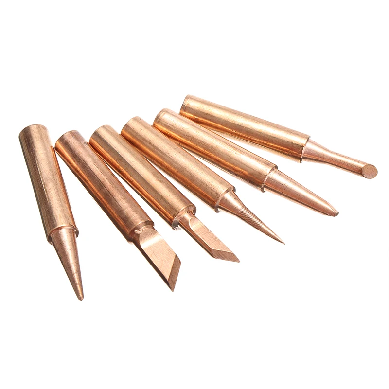 6 шт. наконечников для паяльника из чистой меди 900M T бессвинцовый набор сварочных