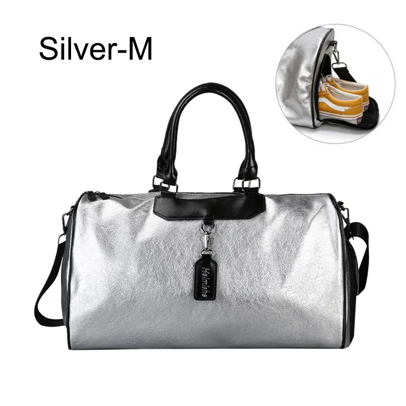 Shoes Style Silver M Женская спортивная сумка для фитнеса, обувь из искусственной кожи, тренировочная сумка, сумка для йоги, багажа, сумки через плечо, Серебристая упаковка, Sac De Sporttas Gymtas XA131D - Цвет: Shoes Style Silver M