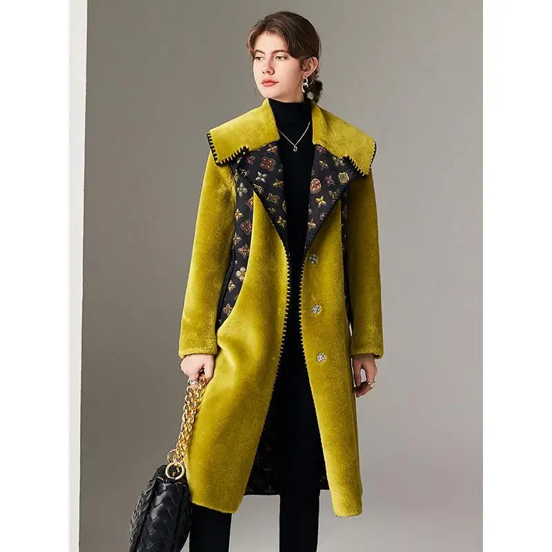 

Overcoat Elegant Woman Woolen cloth Coat2020 Autumn Winter New Women's Outwear-coat Mid-long Clipped Cashmere