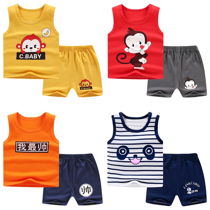Baby Boy Casual Clothing Set Toddler Girls Kids Sets For Seveless T-shirts + Shorts Clothes Suit | Детская одежда и обувь