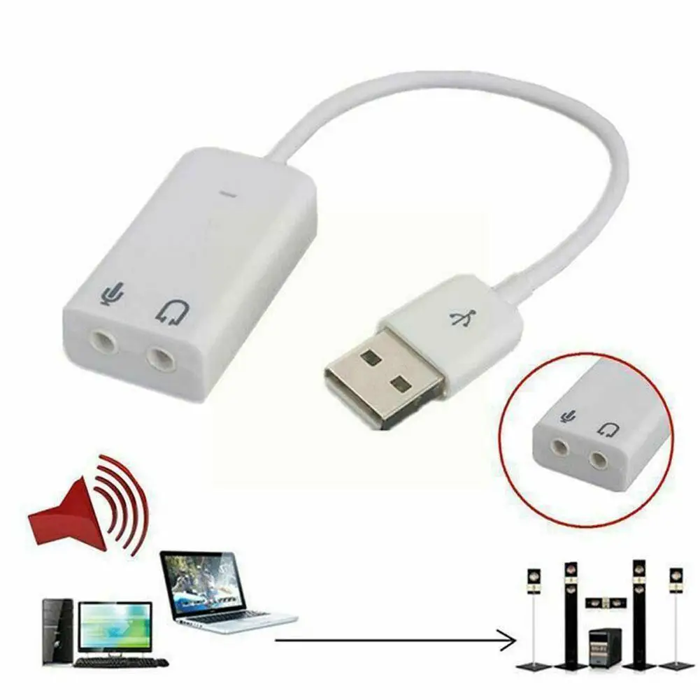 

USB Sound Card Adapter 7.1 3D External USB Audio Adapter USB To Jack 3.5mm Earphone Micphone Sound Card For Laptop Notebook G7G0