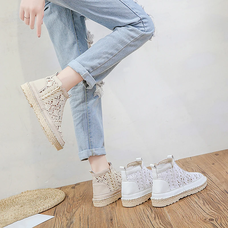 

2021 Summer New Forest Art Casual White Shoes Lace Embroidery Lace Flat Female Shoes Tide White Flats For Women Ladies Shoes