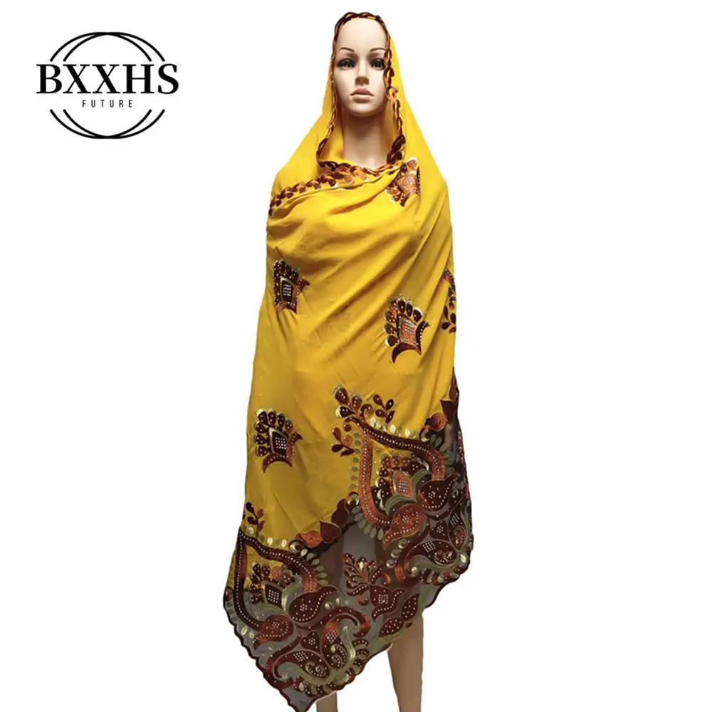 Высококачественный шифоновый шарф для мусульманских женщин с вышивкой из шифона
