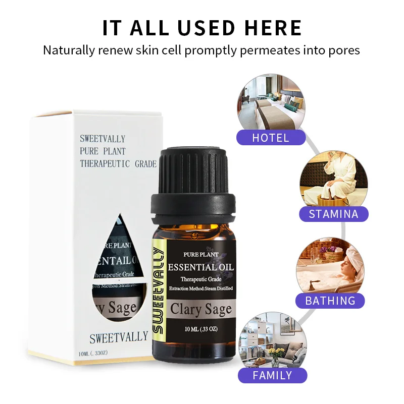 10 мл мускатный шалфей Эфирное масло ароматерапия эфирное для увлажнителя