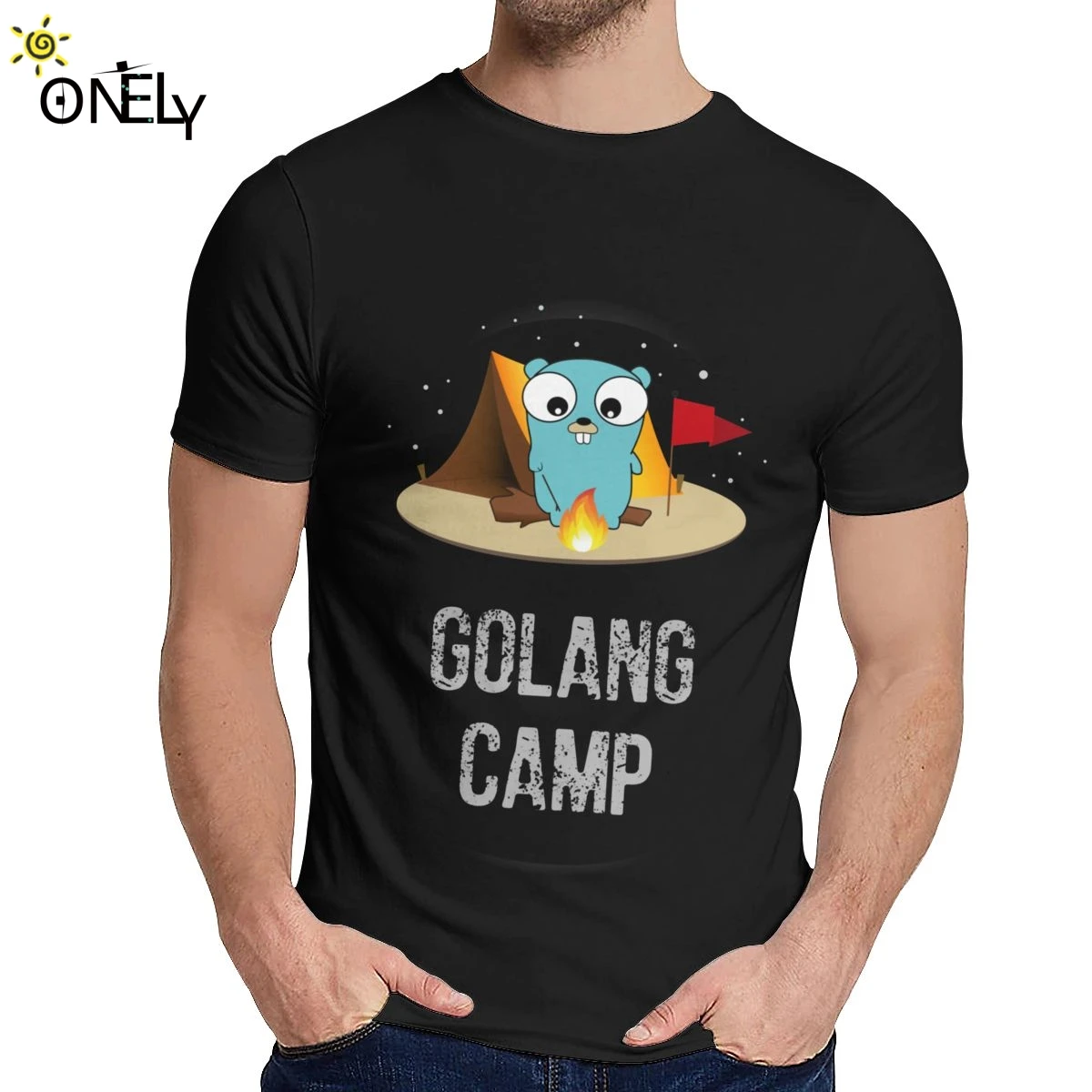 Мужская футболка Golang Gopher мягкая дизайнерская Винтажная с круглым