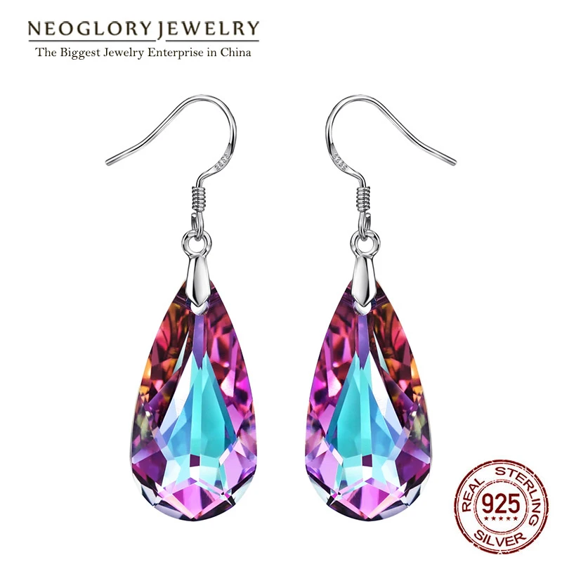 

Серьги-подвески Neoglory из серебра пробы с кристаллами Swarovski