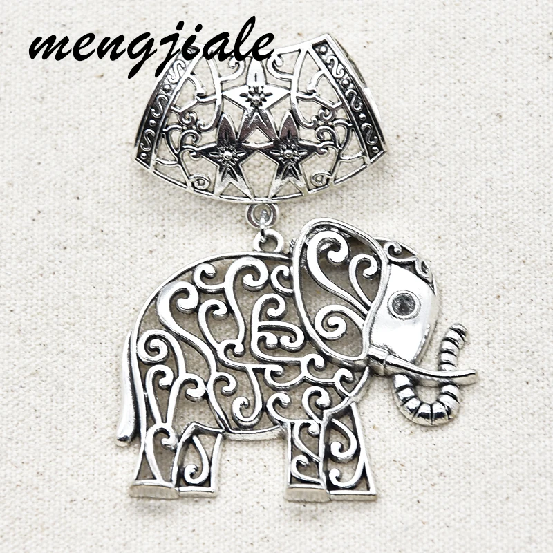 

1pcs Large Elephant Scarf Bail antique Silver scarf bail charms scarf pendant for jewelry findings 45x30mm
