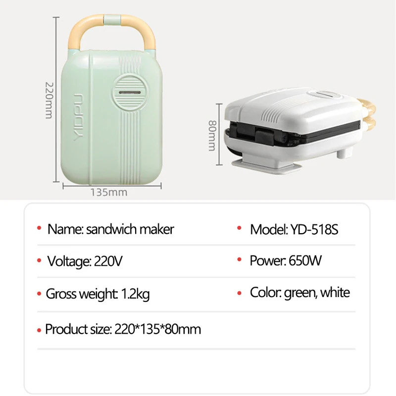 

220V Sandwichera Electrica Multifunction Waffle Maker Bubble Egg Cake Toaster Automatic Breakfast Non-Stick Waffle Machine 220V
