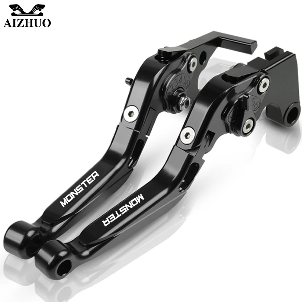 black Для поездок на мотоцикле Ducati Monster 696 695 796 400 620 797 M600 M900 M620 мотоцикла с ЧПУ Регулируемая Складная Выдвижная сцепные рычаги - Цвет: black