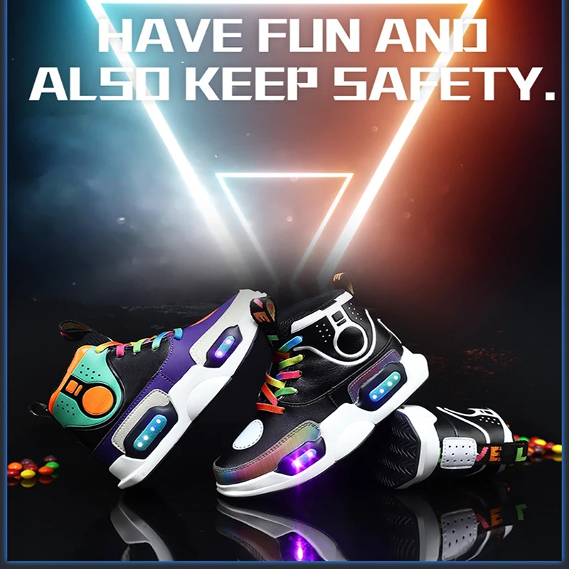 Детская обувь с двойной звездой Обувь для бега usb-зарядкой Светодиодный