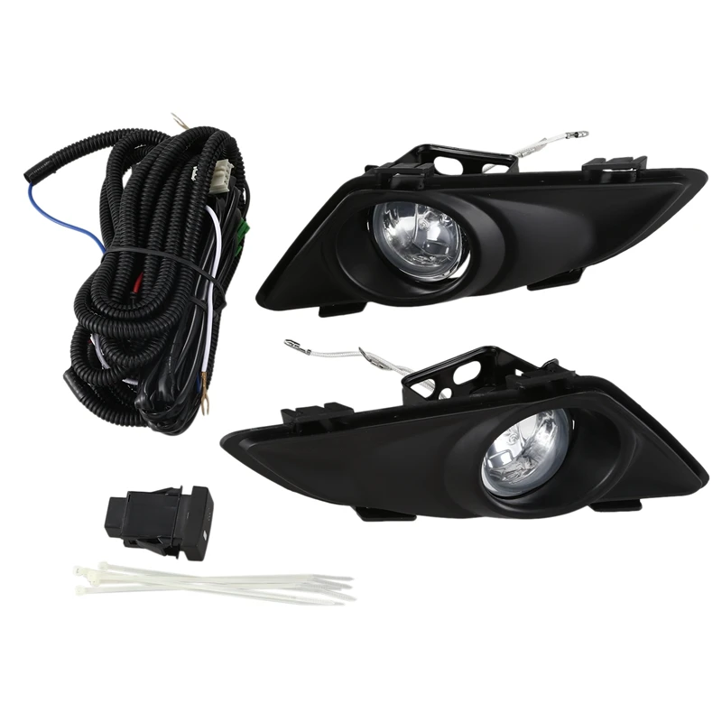 Front Right Left Clear Fog Lights Lamp Lens W/Wiring Kit for Mazda 6 2003 2004 2005 | Car Headlight Assembly