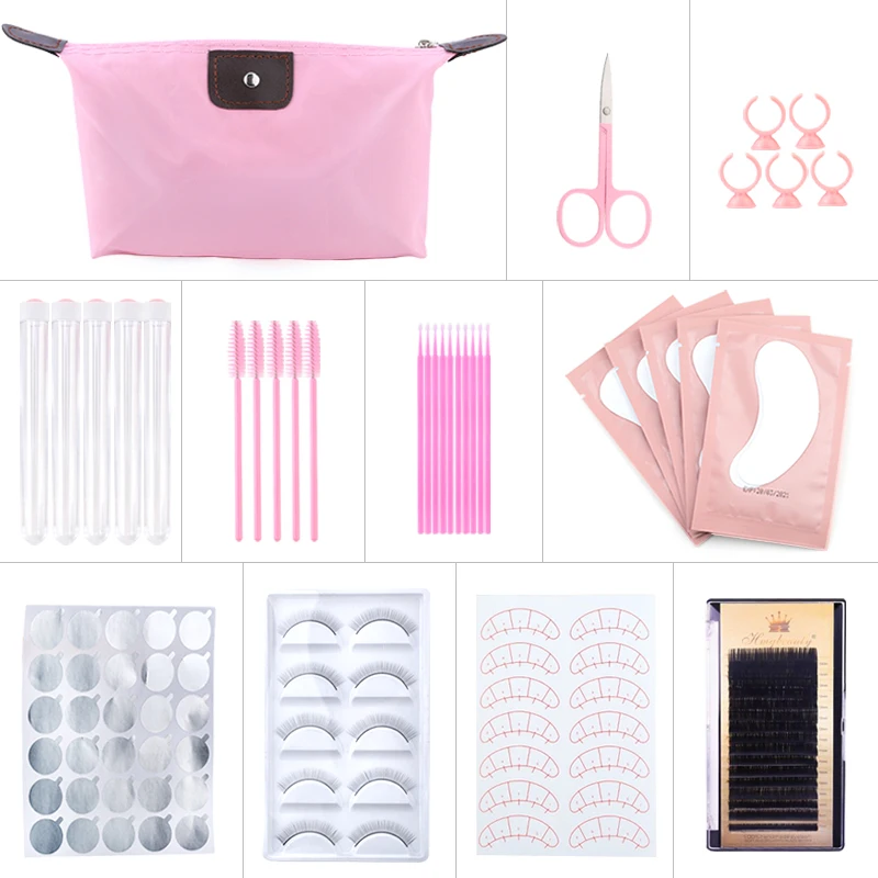 22 in 1False Eyelash Extension Training Kit Practice tray Tape Eye Pad Tweezers Glue Ring Micro Brush Grafting Eyelash Tools images - 6