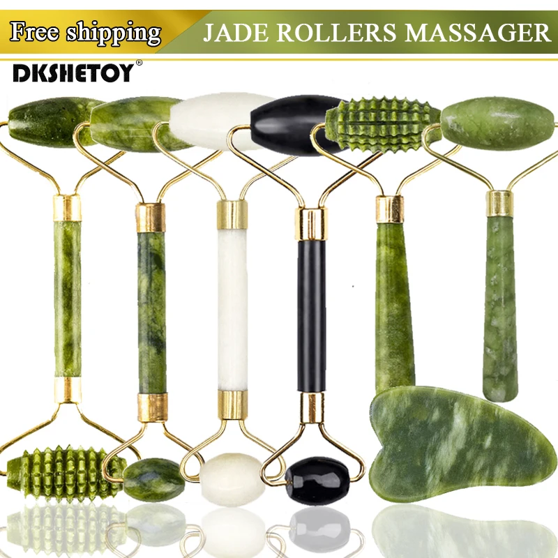 

Body massager Roller Natural smooth Jade Stone Massages Facial Scraper Face lifting Gua Sha Gouache Slimming massage roller