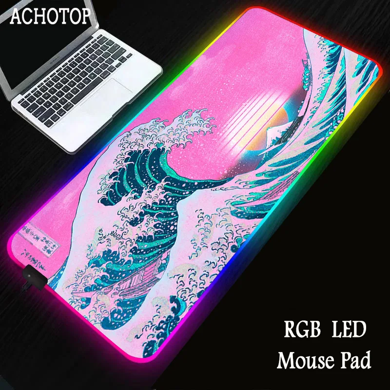 

Great Wave Landscape RGB Gaming Computer Mousepad Large Big Gamer Desk Mouse Pad Led Mause Pad Backlit Keyboard Mice Mat
