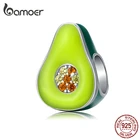 bamoer 925 пробы серебро для женщин зеленый авокадо эмаль бусины Шарм кулон для браслетов и ожерелий ювелирные украшения