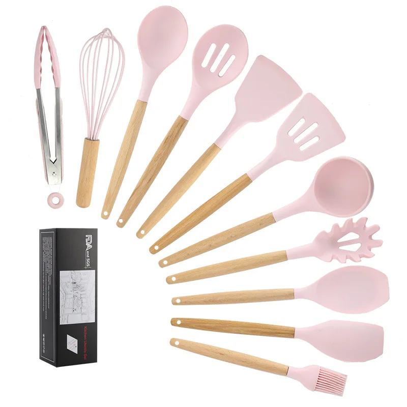 

Silicone Kitchenware Cooking Utensils Set Heat Resistant Kitchen Non-Stick Cooking Utensils Baking Tools With Storage Box Tools