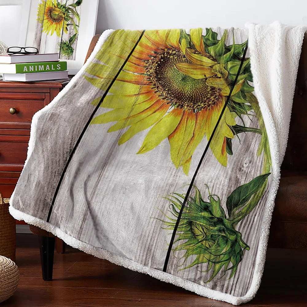 

Ретро деревянное текстурированное подсолнуховое домашнее одеяло из овечьей кашемира толстое одеяло для кровати диван зимнее теплое шерпа ...