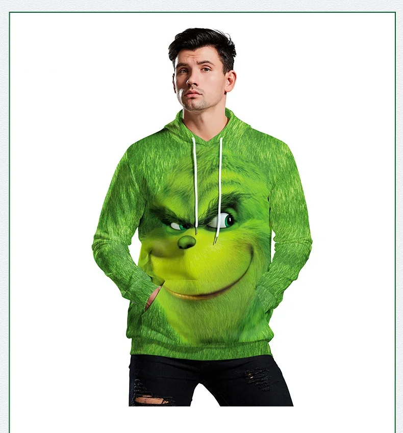 Мужская мода Shrek/The Grinch 3d толстовки Shrek рубашка забавная толстовка хип хоп Уличная