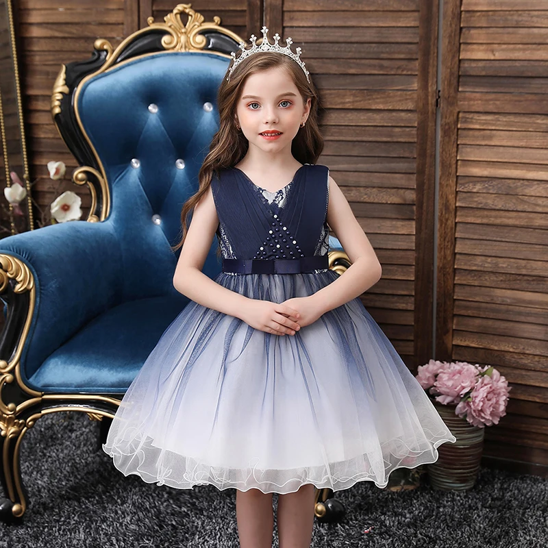 2021 Lace Sequins Formal Evening Wedding Gown Tutu Princess Dress Flower Girls Children Clothing Kids Party For Girl Clothes | Детская