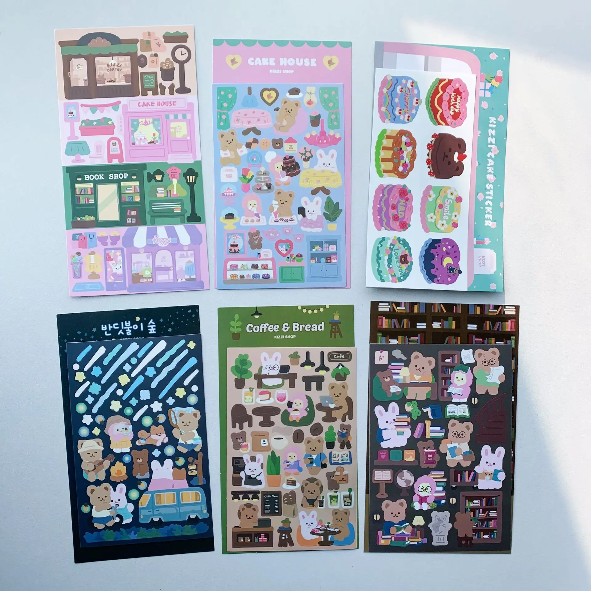 

Cartoon Bear Dessert Scene Stickers Creative Colorful DIY Scrapbook Decoration Journal Sticker School Supplies Kawaii Stationery