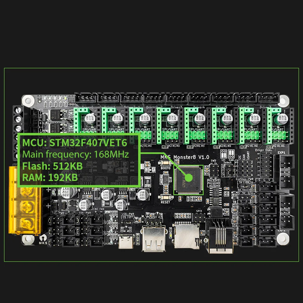 mks monster8 motherboard 168mhz 9 motor interfaces control board for 8 axis voron marlin 3d printer parts free global shipping