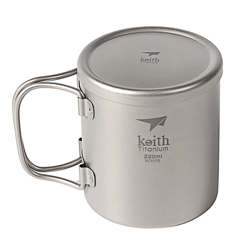 Keith двухслойная титановая кружка с откидной ручкой для кемпинга и путешествий