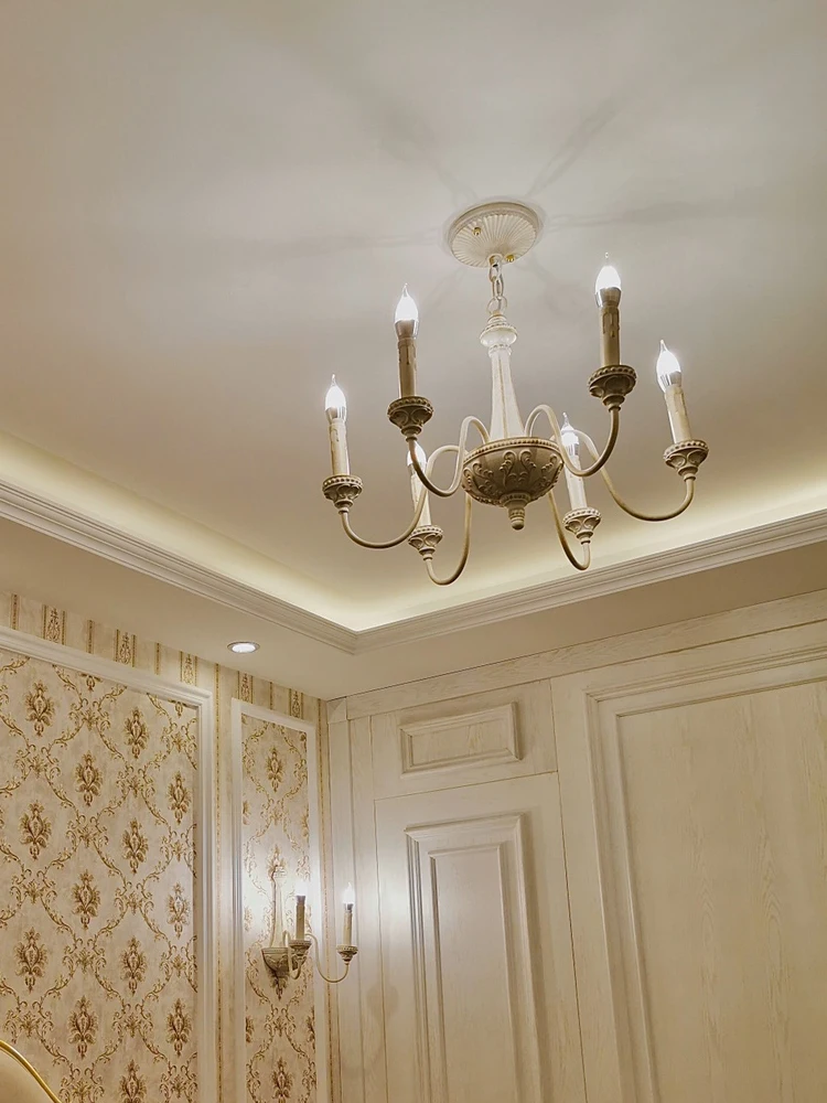 Люстра для гостиной французского сада американская креативная резная свеча