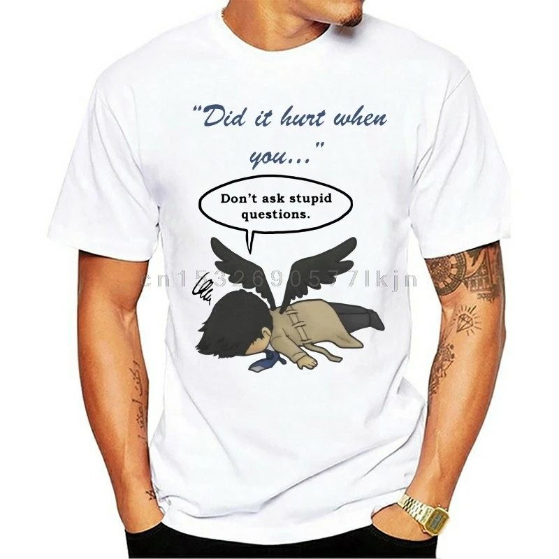 

Супернатуральные футболки сделали это, когда вы падали с неба, футболки Мужская футболка с коротким рукавом очищенная хлопковая одежда