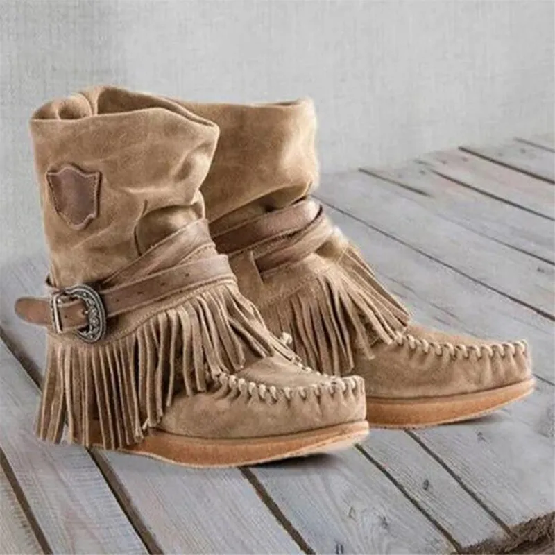 

Women Tassel Winter Snow Boots Ladies Suede Ankle Boot Female Fashion Casual Shoes Comfort Footwear Plus Size 35-43