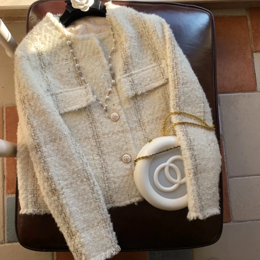 

silk New Beige gold wool circle thickened woolen short coat can customized big size