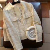 silk new beige gold wool circle thickened woolen short coat can customized big size
