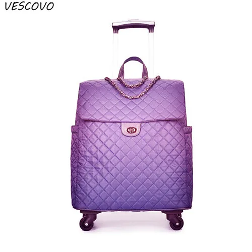 purple VESCOVO 20 дюймов портативная дорожная сумка с колесиками женская сумка легкая большая емкость чемодан сумка для переноски - Цвет: purple